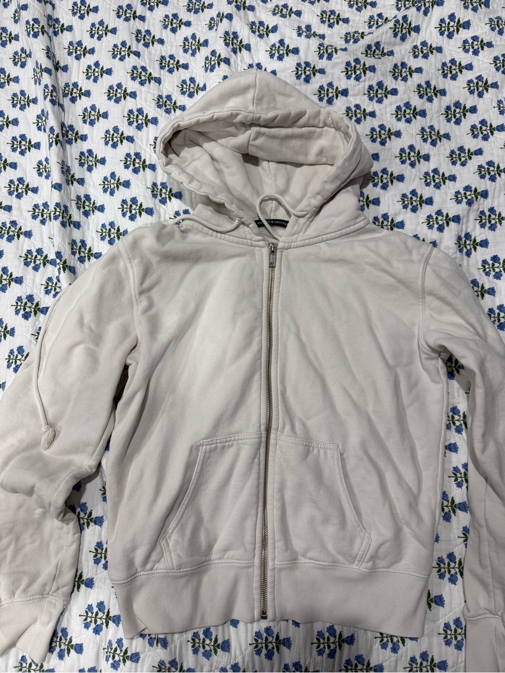 Brandy Melville Light Beige Zip-Up Hoodie Jacket